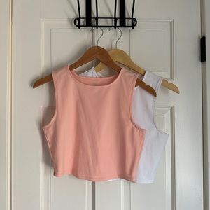 Coral and white workout tank tops, both size M, brand new